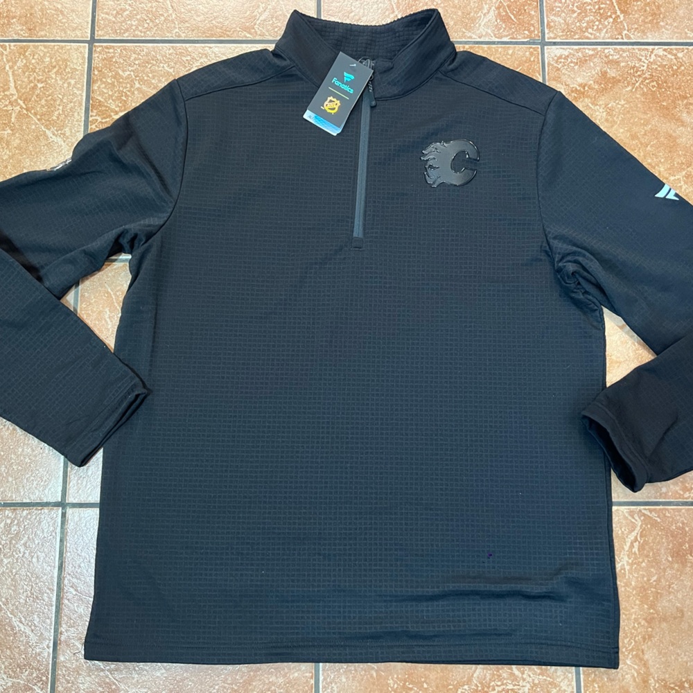 RARE BRAND NEW Calgary Flames Fanatics Authentic Pro Black Long Sleeve Shirt XL